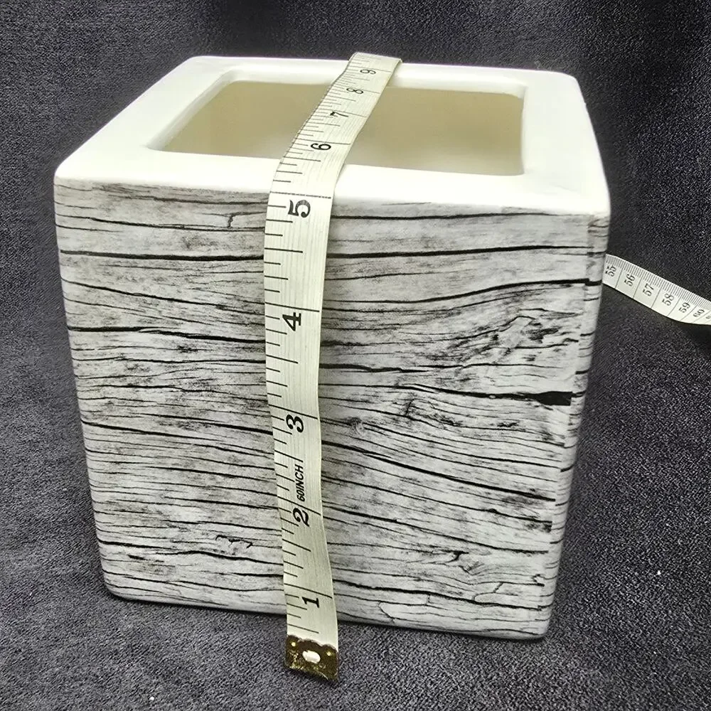 Ceramic Wood Look Planter Cache Pot Vase Holder